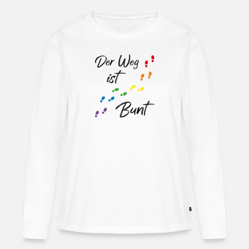 Der Weg ist Bunt LGBTQ CSD Geschenk - Frauen Premium Bio Langarmshirt - Weiß