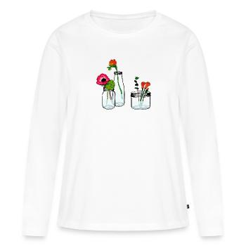 spring flowers - T-shirt manches longues Premium bio Femme - blanc - Devant - Julia (174cm)