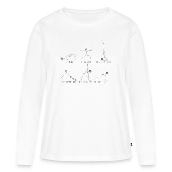Yoga Posen Guide - For Yoga Nerds - Frauen Premium Bio Langarmshirt - Weiß - Vorne - Julia (174cm)