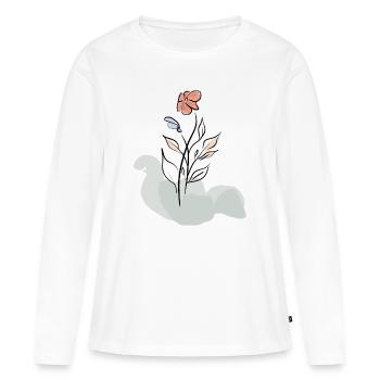 rote Blume in Pastellfarben - Frauen Premium Bio Langarmshirt - Weiß - Vorne - Julia (174cm)