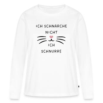 Ich schnarche nicht, ich schnurre: Katzennase - Frauen Premium Bio Langarmshirt - Weiß - Vorne - Julia (174cm)
