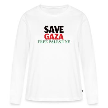 Save Gaza Free Palestine Palästina - Frauen Premium Bio Langarmshirt - Weiß - Vorne - Julia (174cm)