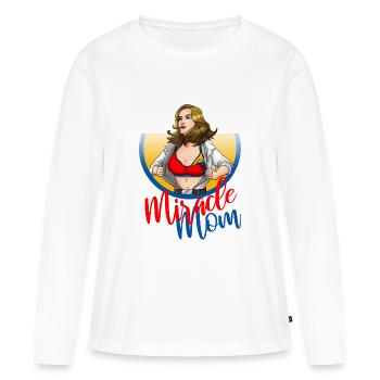 Miracle Mom - T-shirt manches longues Premium bio Femme - blanc - Devant - Julia (174cm)