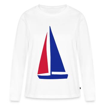 bateau à voile - T-shirt manches longues Premium bio Femme - blanc - Devant - Julia (174cm)