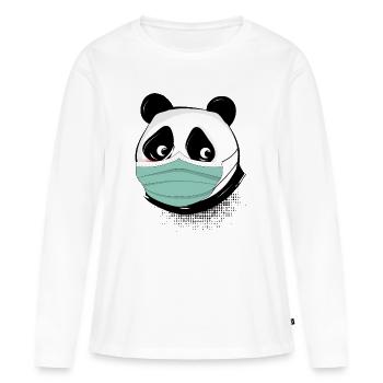 Ours panda avec masque masque - T-shirt manches longues Premium bio Femme - blanc - Devant - Julia (174cm)
