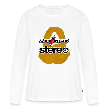 Addicted Stereo V2 - Frauen Premium Bio Langarmshirt - Weiß - Vorne - Julia (174cm)