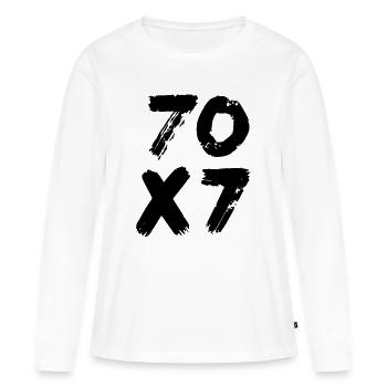 70x7: Unendliche Vergebung - Matthäus-Evangelium - Frauen Premium Bio Langarmshirt - Weiß - Vorne - Julia (174cm)