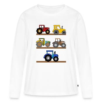 Landmaschinen Traktor Biobauer Bauer Landleben - Frauen Premium Bio Langarmshirt - Weiß - Vorne - Julia (174cm)