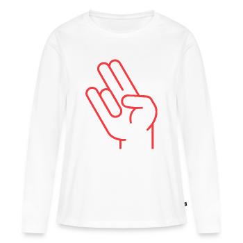 Shocker Hand Tuning Two dans le rose en puanteur - T-shirt manches longues Premium bio Femme - blanc - Devant - Julia (174cm)