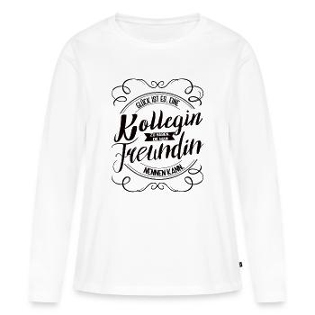 Glück ist eine Kollegin wie dich zu haben - Frauen Premium Bio Langarmshirt - Weiß - Vorne - Julia (174cm)