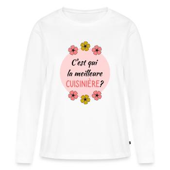 CUISINIERE - T-shirt manches longues Premium bio Femme - blanc - Devant - Julia (174cm)