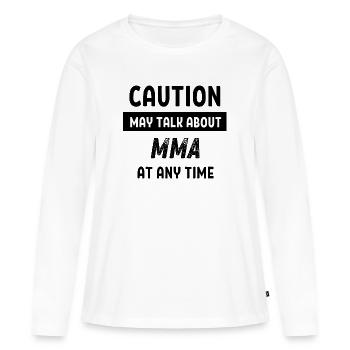 Caution may talk about MMA at any time - Women's Premium Organic Long Sleeve Shirt - white - Front - Julia (174cm)