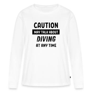 Caution may talk about diving at any time - Women's Premium Organic Long Sleeve Shirt - white - Front - Julia (174cm)