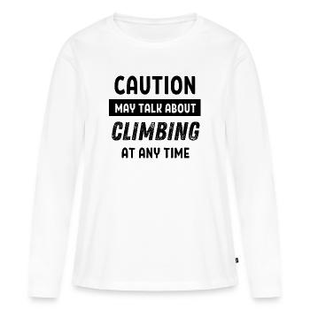 Caution may talk about climbing at any time - Women's Premium Organic Long Sleeve Shirt - white - Front - Julia (174cm)