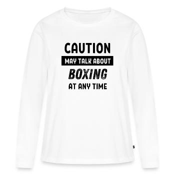 Caution may talk about boxing at any time - Women's Premium Organic Long Sleeve Shirt - white - Front - Julia (174cm)