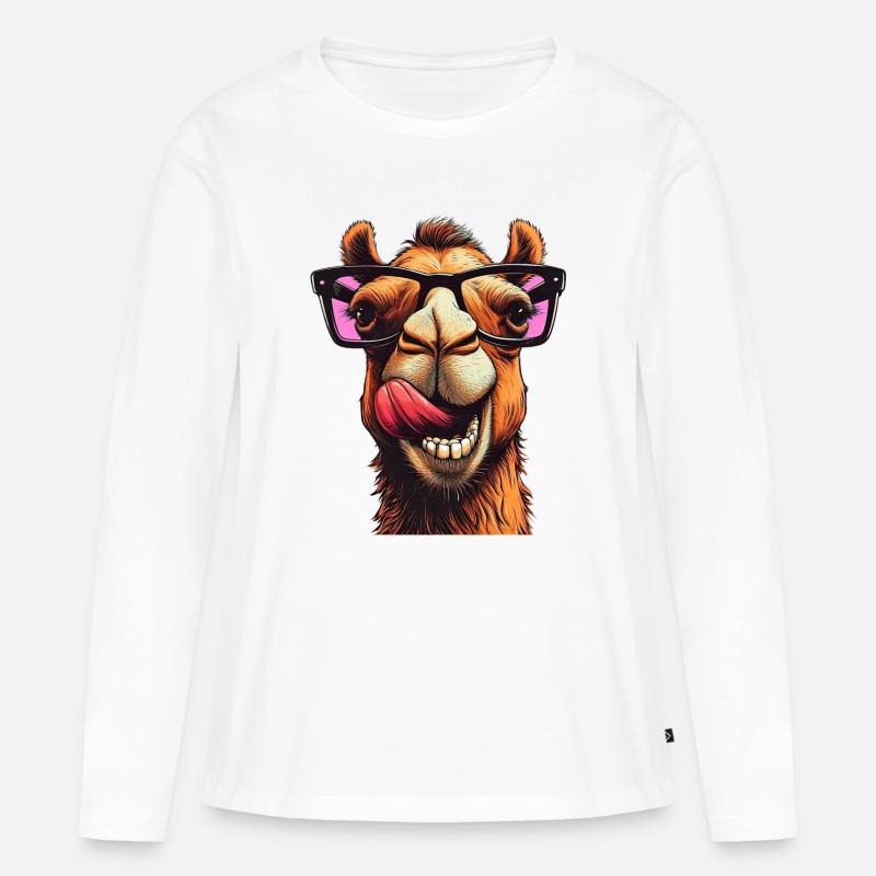 Kamel - Frauen Premium Bio Langarmshirt - Weiß