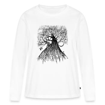 Baum Eiche Froschperspektive - Frauen Premium Bio Langarmshirt - Weiß - Vorne - Julia (174cm)