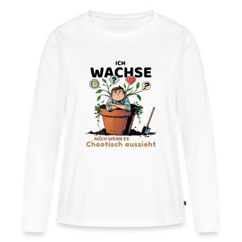 Plante réfléchie avec des bulles de pensée - T-shirt manches longues Premium bio Femme - blanc - Devant - Julia (174cm)