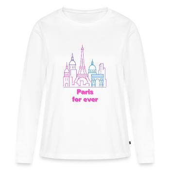Neon Skyline Paris Silhouette City Stadt - Women's Premium Organic Long Sleeve Shirt - white - Front - Julia (174cm)