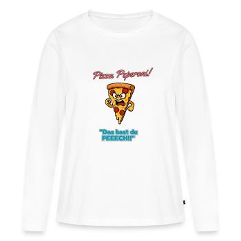 Pizza Pepperoni Tranche en Colère - T-shirt manches longues Premium bio Femme - blanc - Devant - Julia (174cm)