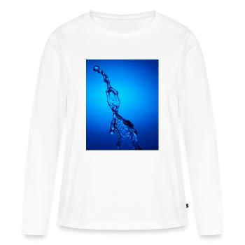 Abstrait Bleu Rétroéclairé De L’eau - T-shirt manches longues Premium bio Femme - blanc - Devant - Julia (174cm)