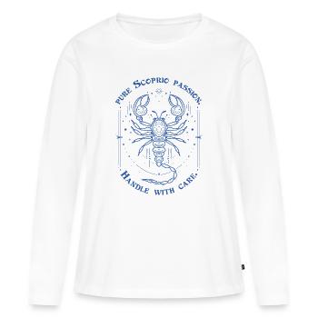 Scorpion Passion Signe du zodiaque Cadeau Astrologie Art - T-shirt manches longues Premium bio Femme - blanc - Devant - Julia (174cm)