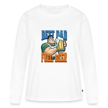 Meilleur carburant pour papa : la bière - T-shirt manches longues Premium bio Femme - blanc - Devant - Julia (174cm)
