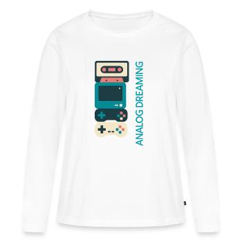 Analog Dreaming Konsolenstapel - Frauen Premium Bio Langarmshirt - Weiß - Vorne - Julia (174cm)