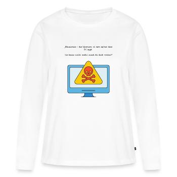 Avertissement sur l’humour sur l’écran bleu sur le crâne - T-shirt manches longues Premium bio Femme - blanc - Devant - Julia (174cm)