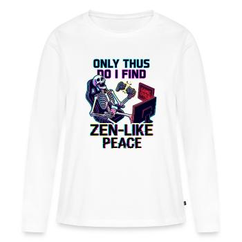 Gamer Rage Zen Frieden - Frauen Premium Bio Langarmshirt - Weiß - Vorne - Julia (174cm)