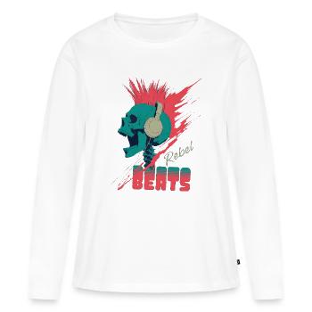 Rebel Beats - Punk Skull Mohawk - T-shirt manches longues Premium bio Femme - blanc - Devant - Julia (174cm)