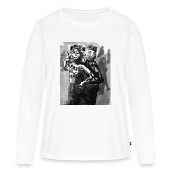 La liberté menacée - T-shirt manches longues Premium bio Femme - blanc - Devant - Julia (174cm)