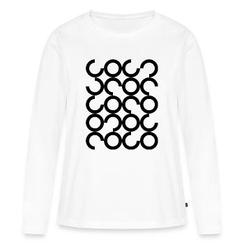 Geometrische Kreismuster - Frauen Premium Bio Langarmshirt - Weiß - Vorne - Julia (174cm)