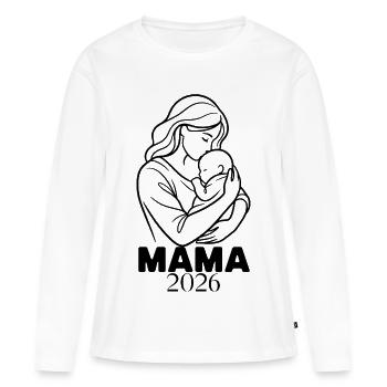 Mama 2026 - Minimalist Line Art Mutter - Frauen Premium Bio Langarmshirt - Weiß - Vorne - Julia (174cm)