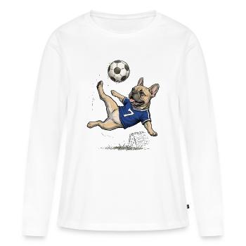Art rétro de l’attaquant rétro du Bulldog Football Pro Français - T-shirt manches longues Premium bio Femme - blanc - Devant - Julia (174cm)
