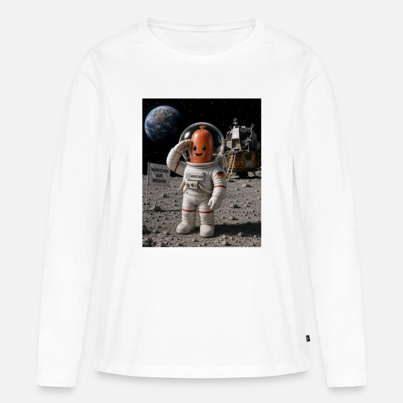 Astronaut Würstchen 2 - Frauen Premium Bio Langarmshirt - Weiß