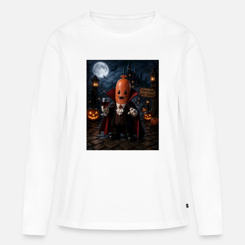 Vampir Würstchen 2 - Frauen Premium Bio Langarmshirt - Weiß