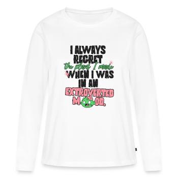 Plans pour les introvertis - T-shirt manches longues Premium bio Femme - blanc - Devant - Julia (174cm)