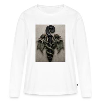 Cerfs-volants autour du manche - T-shirt manches longues Premium bio Femme - blanc - Devant - Julia (174cm)