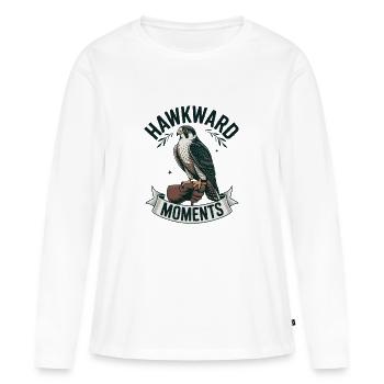 Hawkward Moments Falke Logo - Frauen Premium Bio Langarmshirt - Weiß - Vorne - Julia (174cm)