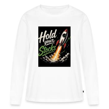 Tiens tes actions Conception de la fusée - T-shirt manches longues Premium bio Femme - blanc - Devant - Julia (174cm)