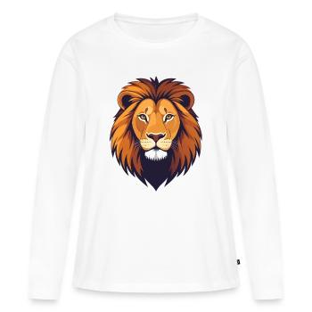 Illustration de tête de lion - T-shirt manches longues Premium bio Femme - blanc - Devant - Julia (174cm)