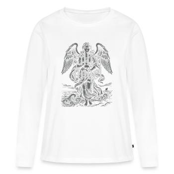 Ange déchu gothique au-dessus de la mer orageuse - T-shirt manches longues Premium bio Femme - blanc - Devant - Julia (174cm)