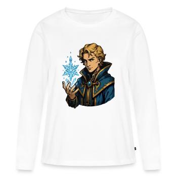Magicien de glace avec sort de givre - T-shirt manches longues Premium bio Femme - blanc - Devant - Julia (174cm)