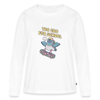 Skateboardende Taube auch lustig, gurrt für Schulwortspiel - Frauen Premium Bio Langarmshirt - Weiß - Vorne - Julia (174cm)