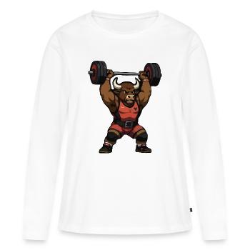 Conception d’impression Taurus Power Strongman - T-shirt manches longues Premium bio Femme - blanc - Devant - Julia (174cm)