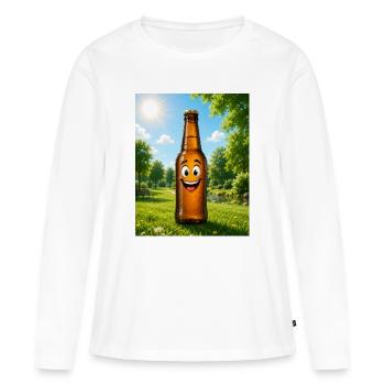 Laughing beer bottle in the park - Women's Premium Organic Long Sleeve Shirt - white - Front - Julia (174cm)