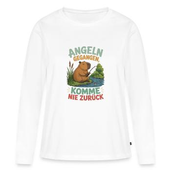 Angeln gegangen – komme nie zurück - Frauen Premium Bio Langarmshirt - Weiß - Vorne - Julia (174cm)