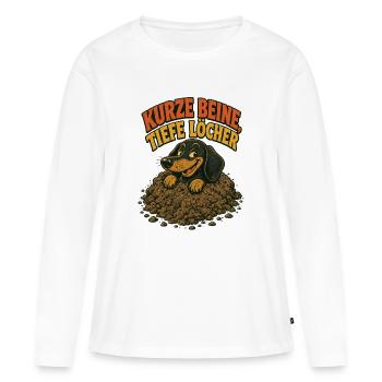 Kurze Beine, tiefe Löcher - Hundehumor - Frauen Premium Bio Langarmshirt - Weiß - Vorne - Julia (174cm)