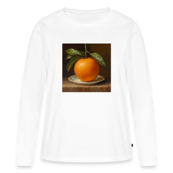 Orange dans un plat classique - T-shirt manches longues Premium bio Femme - blanc - Devant - Julia (174cm)